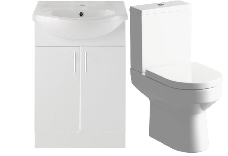 Aquarius Bathroom Suite Aquarius View 550mm Vanity Unit and Close Coupled WC Toilet Set AQVW2560