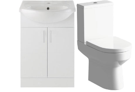 Aquarius Bathroom Suite Aquarius View 550mm Vanity Unit and Close Coupled WC Toilet Set AQVW2560