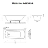 Aquarius Bathrooms Single Ended Bath 1800 x 800 Aquarius Agar Single Ended Reinforced Bath