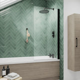 Aquarius Bathrooms Bath Screen Matt Black Aquarius LevAqua Straight 6mm Hinged Bath Screen 1400 x 800mm