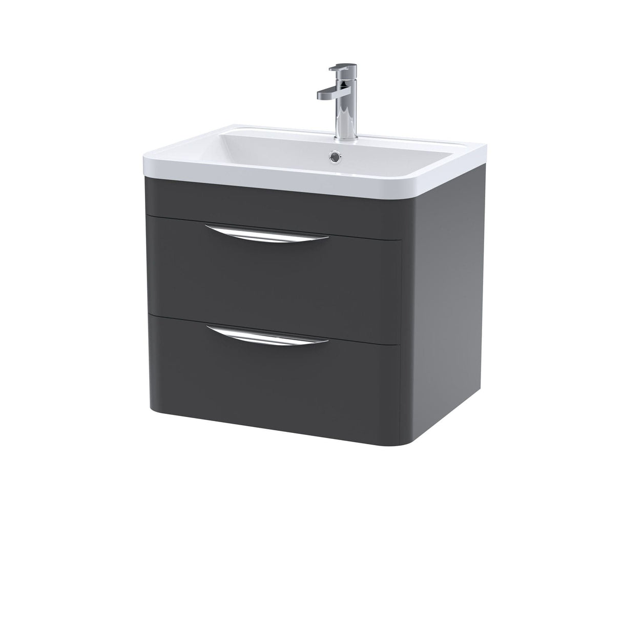 Aquarius Bathrooms Wall Mounted Vanity Unit Aquarius Perth 600mm 2 Drawer Wall Mounted Vanity Unit with 1 Tap Hole Basin