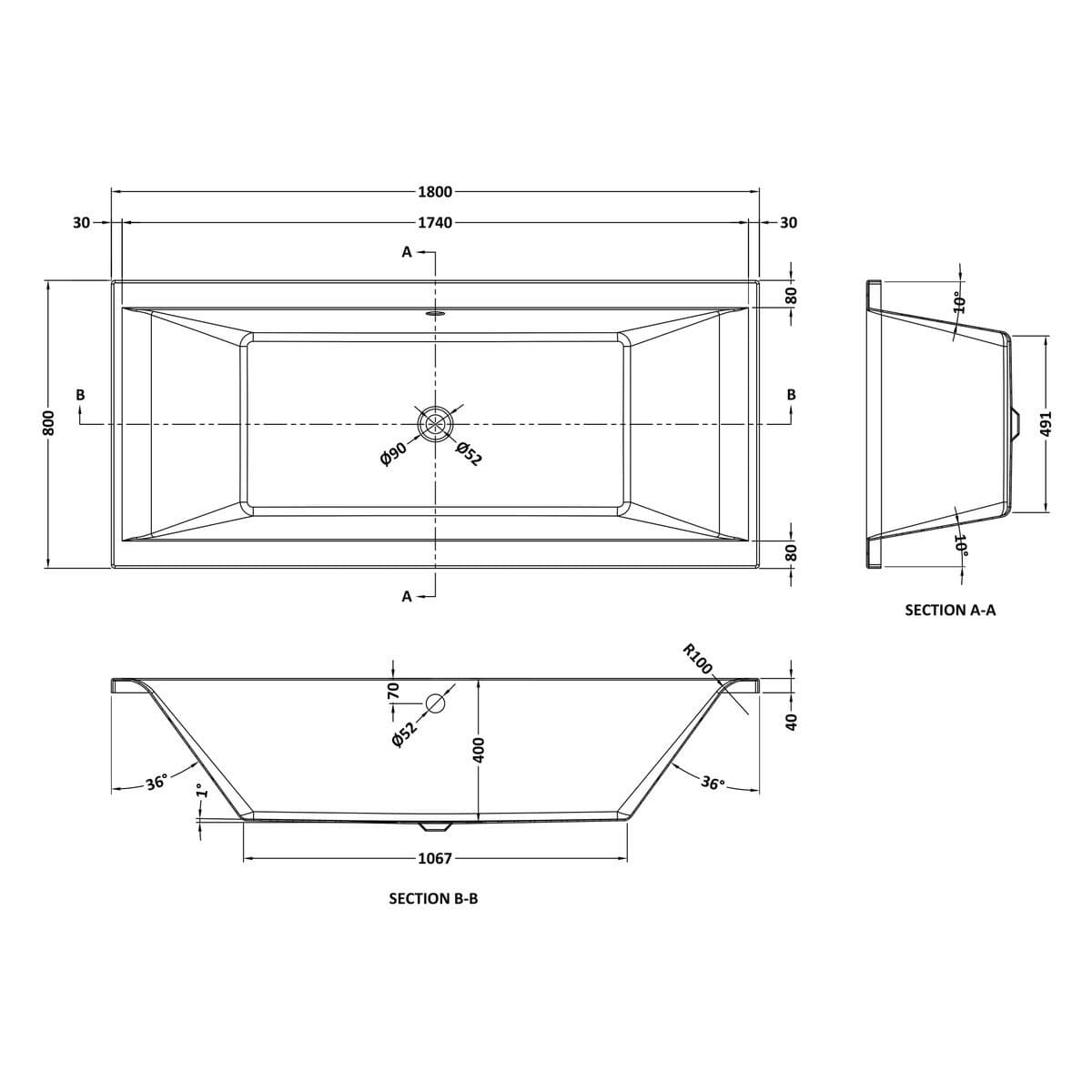 Aquarius Bathrooms Double Ended Bath Aquarius Leven Square Double Ended Bath With Legs Set