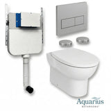Aquarius Bathrooms Back To Wall Toilet Chrome / Square Aquarius Urbano Rimless Back to Wall Toilet Pack with Cistern, Flush Plate, Soft Closing Seat and Hinge Covers