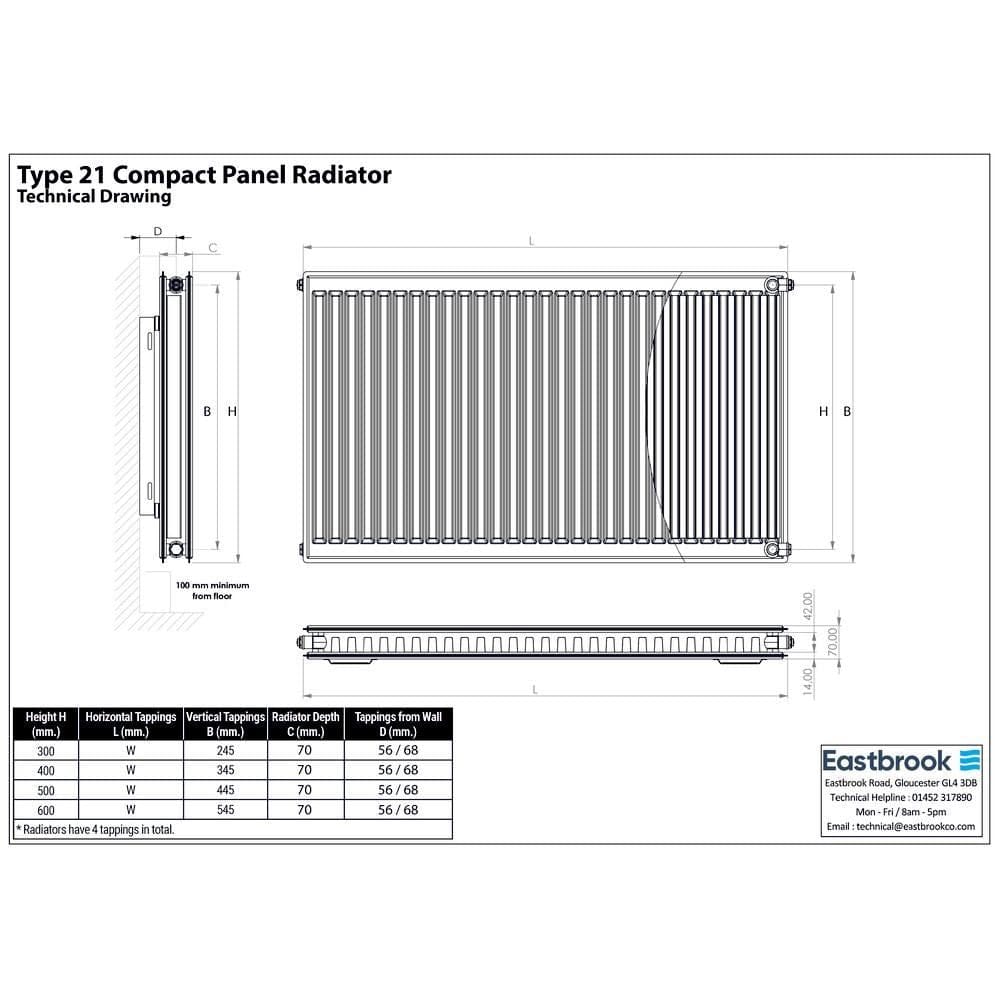 Aquarius Bathrooms Bathroom Heating Aquarius Type 21 Compact Panel Radiator In Gloss White