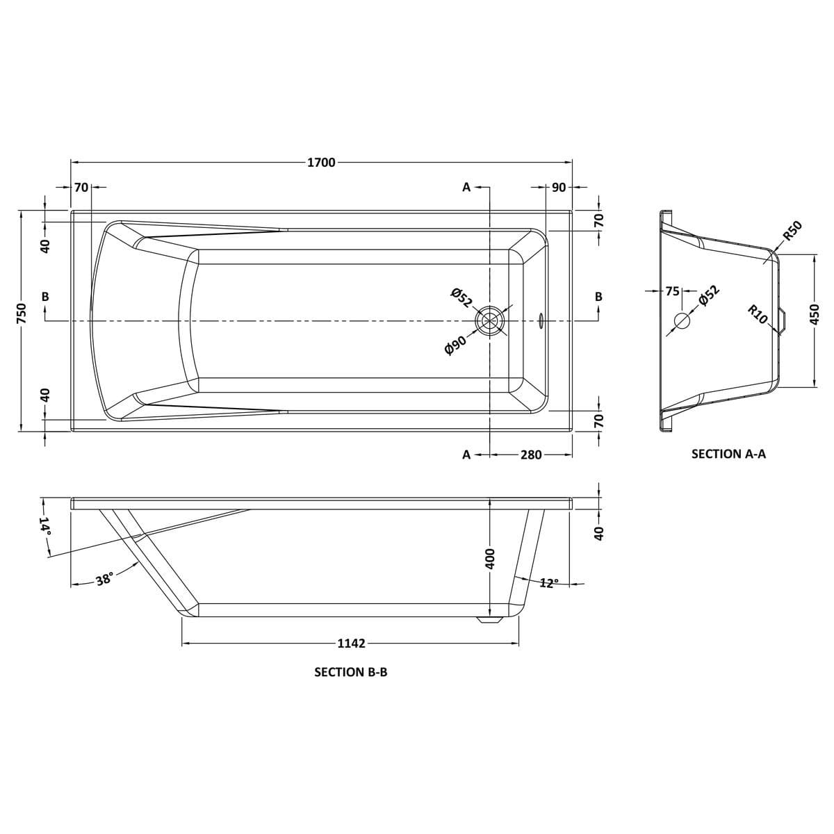 Aquarius Bathrooms Single Ended Bath Aquarius Llyn Single Ended Bath With Legs Set