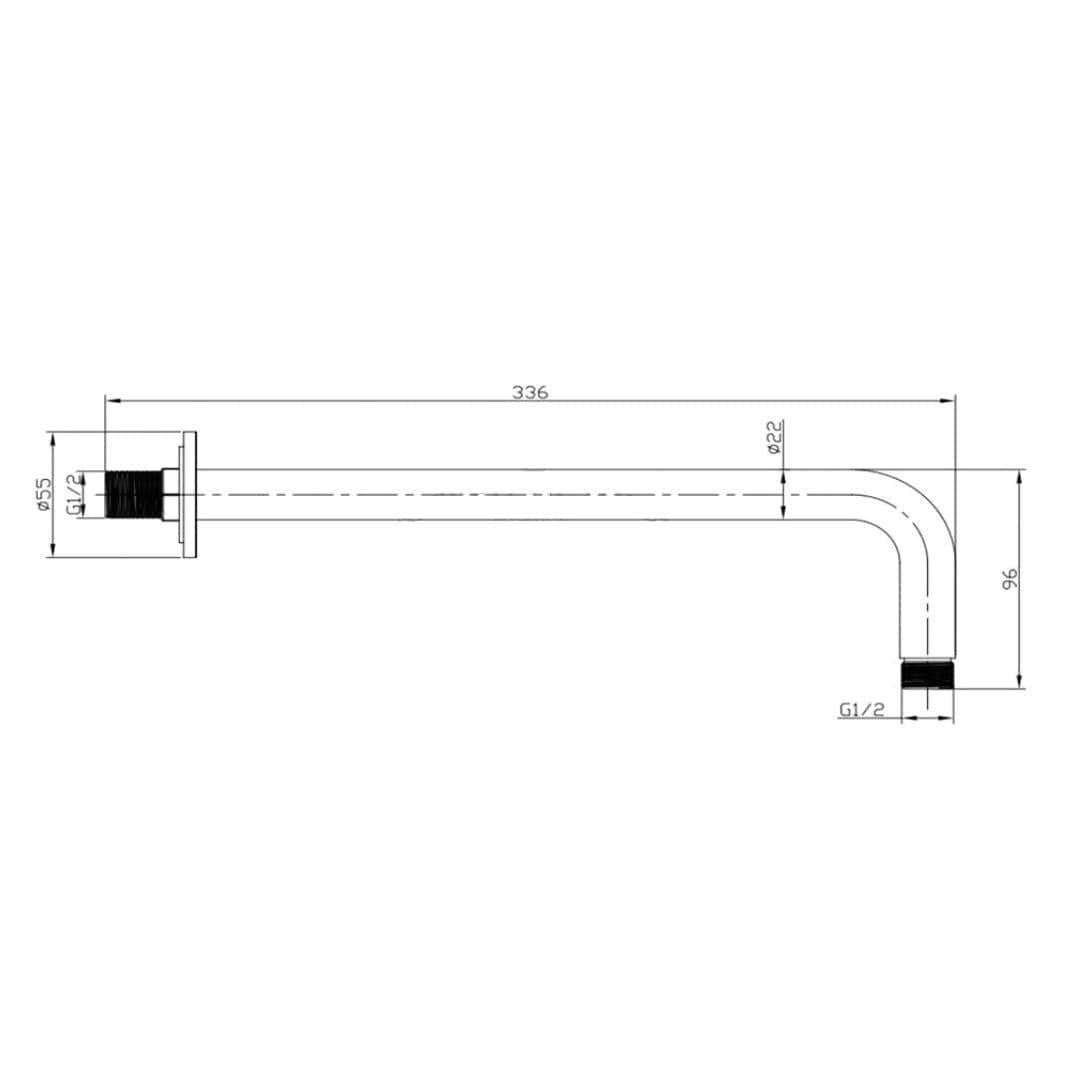 Aquarius Bathrooms Fixed Shower Arm Aquarius RainLux Round Wall Shower Arm