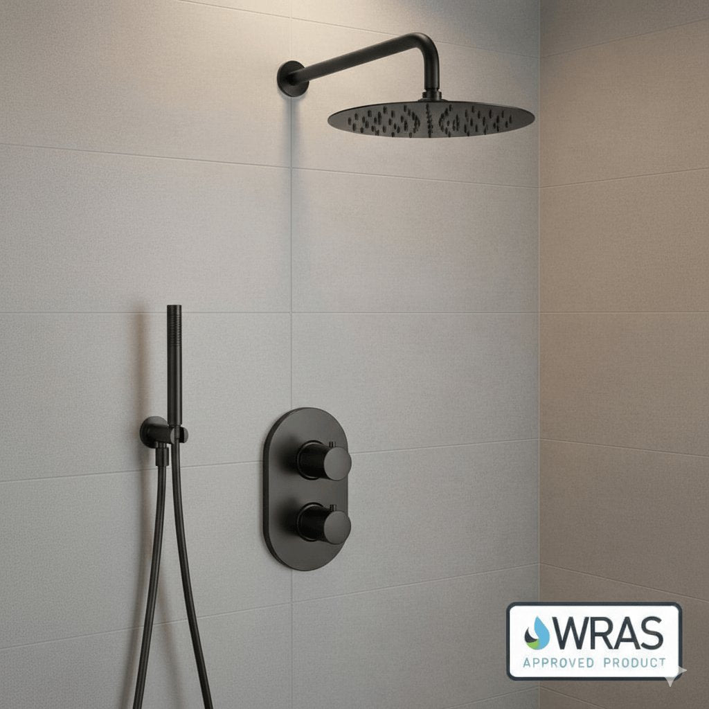Aquarius Bathrooms Concealed Shower Set Aquarius RainLux Round 2 Outlet Shower Set with Shower Head and Single Function Handset