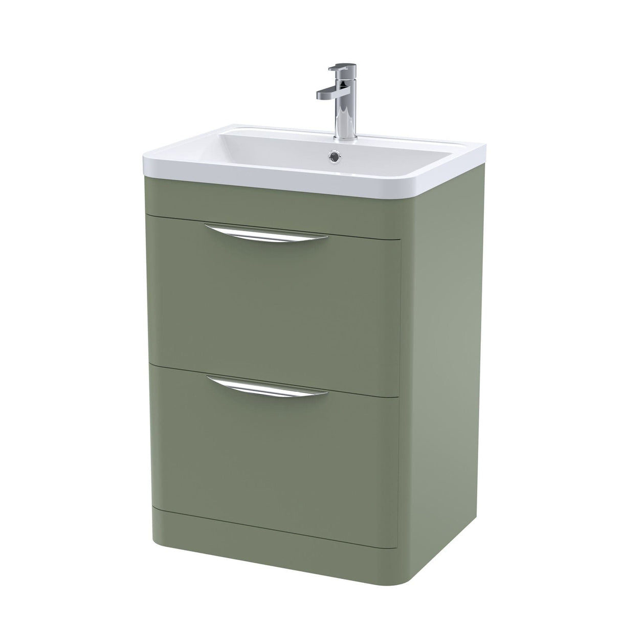 Aquarius Floor Standing Vanity Unit Aquarius Perth 600mm 2 Drawer Floor Standing Vanity Unit with 1 Tap Hole Basin