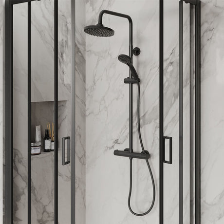 Aquarius Bathrooms Quadrant Shower Enclosure 1000x800mm / Matt Black Aquarius Urbano 6mm Quadrant Shower Enclosure 1850mm