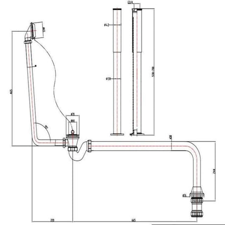 Aquarius Bathrooms Exposed Bath Waste Aquarius FT Exposed Bath Plug and Chain Waste with Pipe Shrouds