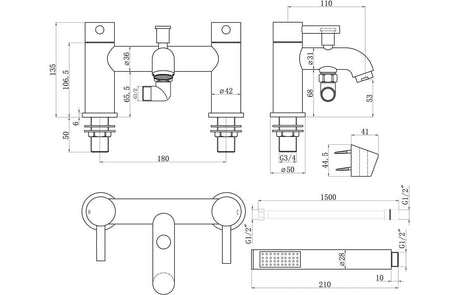 Aquarius Bathrooms Bath Shower Mixer Aquarius Zanelli Bath Shower Mixer Tap with Shower Kit