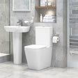 Aquarius Bathrooms Close Coupled Toilet Aquarius Laura Rimless Close Coupled Open Back Comfort Height Toilet with Soft Close Seat
