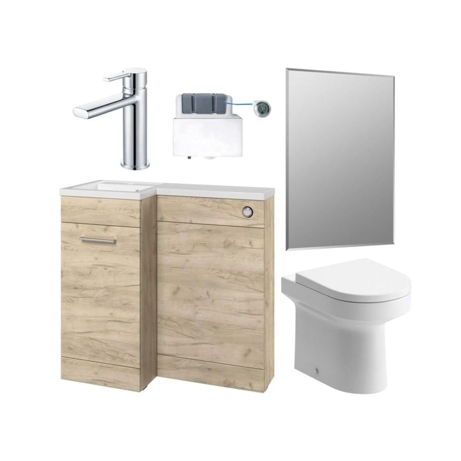 Aquarius Bathrooms Vanity Unit Suite Oak / Right Hand Aquarius Urbano Premium 900mm Vanity Unit  Suite (with Back to Wall Toilet)