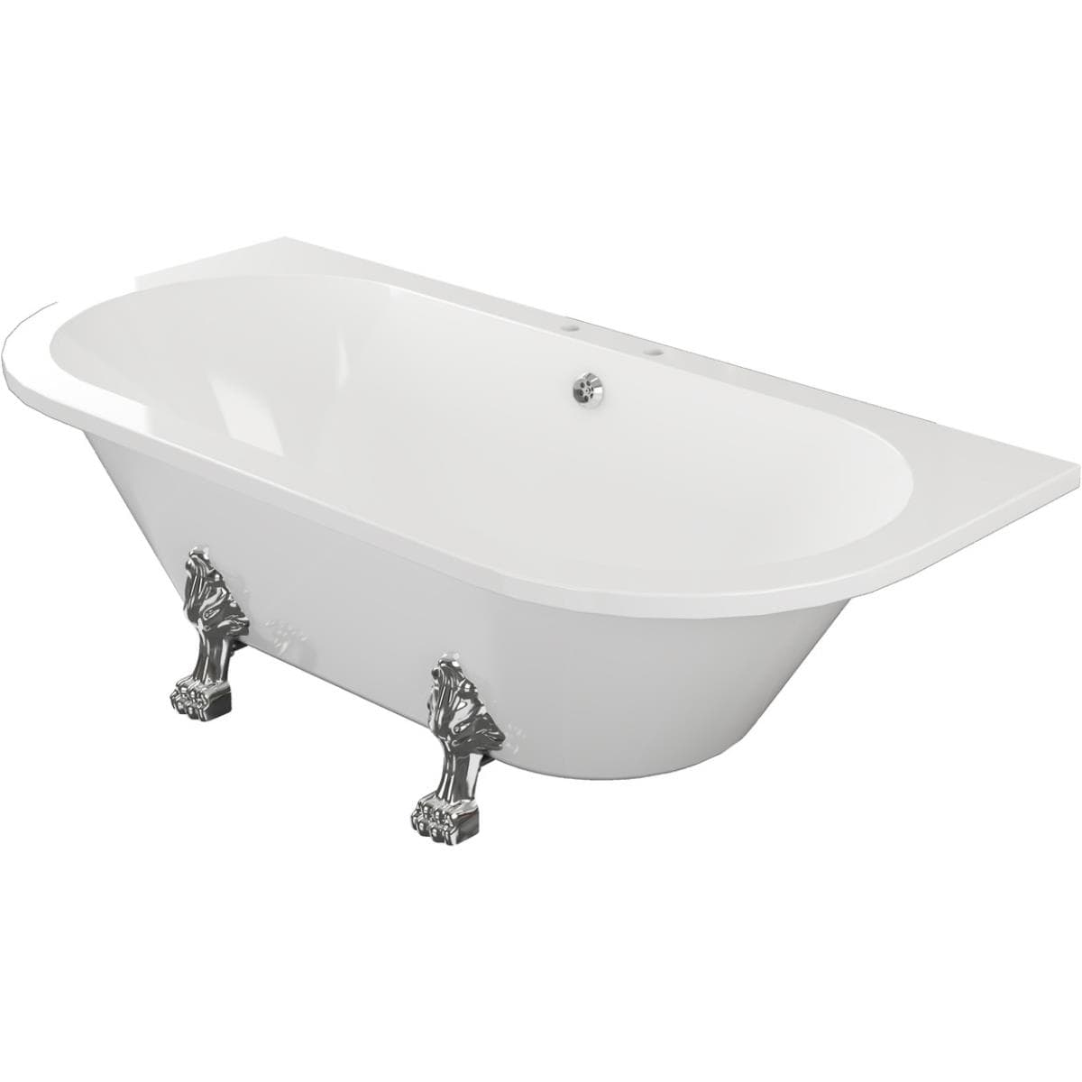 Aquarius Bathrooms Roll Top and Slipper Freestanding Bath Aquarius Timeless Freestanding Back To Wall Bath With Chrome Lions Paw Feet