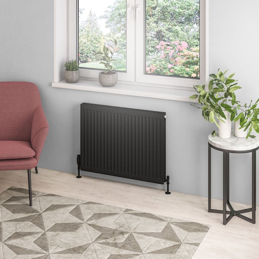 Aquarius Bathrooms Type 21 600 x 800 Aquarius Type 21 Compact Panel Radiator In Matt Black