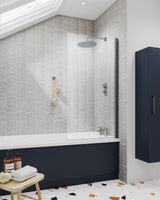 Aquarius Bathrooms Bath Screen Gunmetal Grey Aquarius LevAqua Straight 6mm Hinged Bath Screen 1400 x 800mm