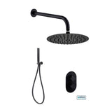 Aquarius Bathrooms Concealed Shower Set Matt Black Aquarius RainLux Round 2 Outlet Shower Set with Shower Head and Single Function Handset