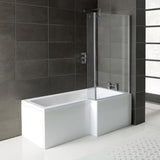 Aquarius Bathrooms Shower Bath Right Handed Aquarius Splash 1700mm x 700mm L-Shape Shower Bath, Screen And Front Panel Set