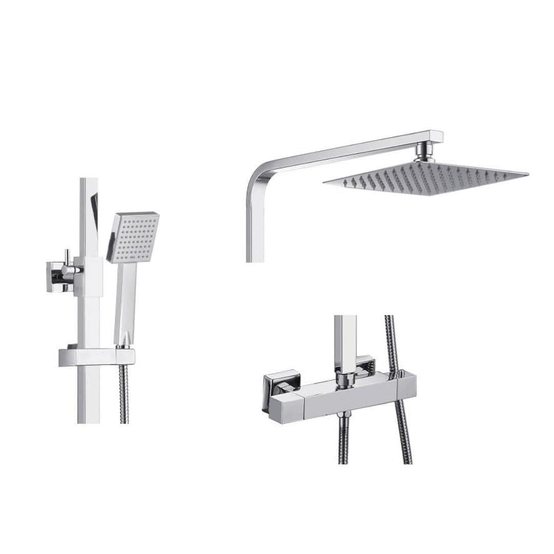 Aquarius Bathrooms Bar Shower Kit Aquarius RainLux Eco Square Adjustable Exposed Bar Shower System