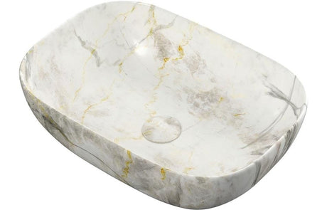 Aquarius Bathrooms Countertop Basin Aquarius V-Series 4 Luxury 0TH Vessel Wash Bowl 460mm White Marble Effect AQVS0074