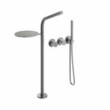 Aquarius Bathrooms Freestanding Bath Filler Aquarius Ixora Floor Standing Bath Shower Mixer with Wall Mounted Controls and Shelf in 316 Stainless Steel