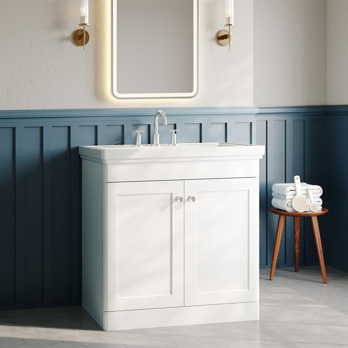 Aquarius Bathrooms Floor Standing Vanity Unit Aquarius Leighton 800mm Floor Standing Two Door Vanity Unit with Basin