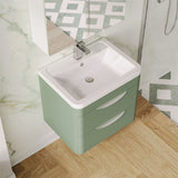 Aquarius Bathrooms Wall Mounted Vanity Unit Aquarius Perth 600mm 2 Drawer Wall Mounted Vanity Unit with 1 Tap Hole Basin