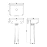Aquarius Bathrooms Pedestal Basin Aquarius Squared 520mm One Tap Hole Basin and Pedestal