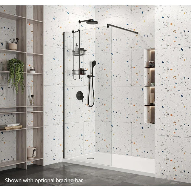 Aquarius Bathrooms Wetroom Glass Matt Black / 365 x 2000mm Aquarius Coniston Wetroom 8mm Panel with Fittings