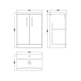 Aquarius Floor Standing Vanity Unit Aquarius Brisbane 600mm 2 Door Floor Standing Vanity Unit with 1 Tap Hole Mid Edge Basin