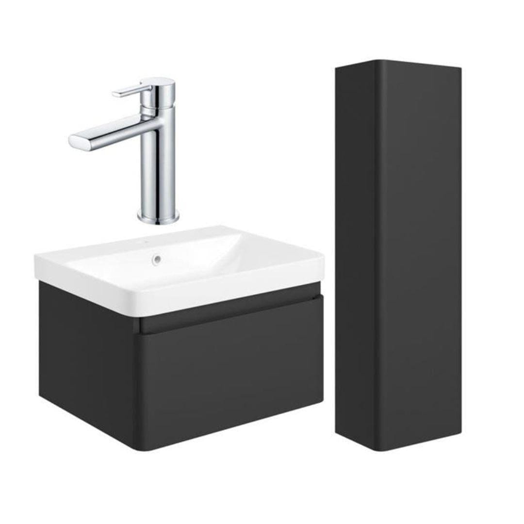 Aquarius Vanity Unit Matt Black / Chrome Aquarius Sophie 605mm Vanity Unit and Tall Boy Set with Finishes