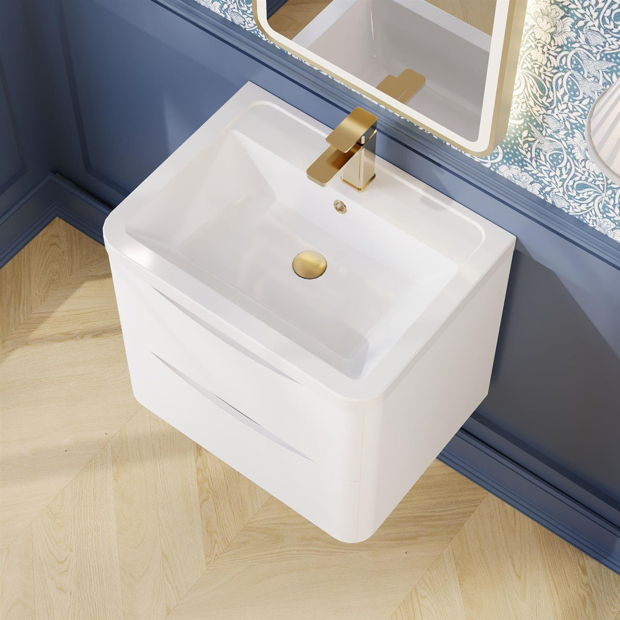 Aquarius Bathrooms Wall Mounted Vanity Unit Aquarius Seren 600mm Wall Mounted Two Drawer Vanity Unit with Basin