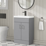 Aquarius Cloakroom Vanity Unit Satin Grey Aquarius Hoban 550mm Compact Floor Standing 2 Door Cloakroom Vanity Unit with 1 Tap Hole Basin