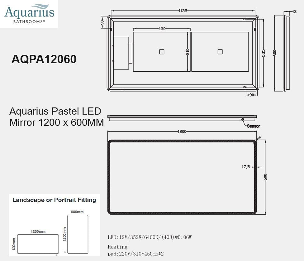 Aquarius Pastel LED Illuminated Mirror