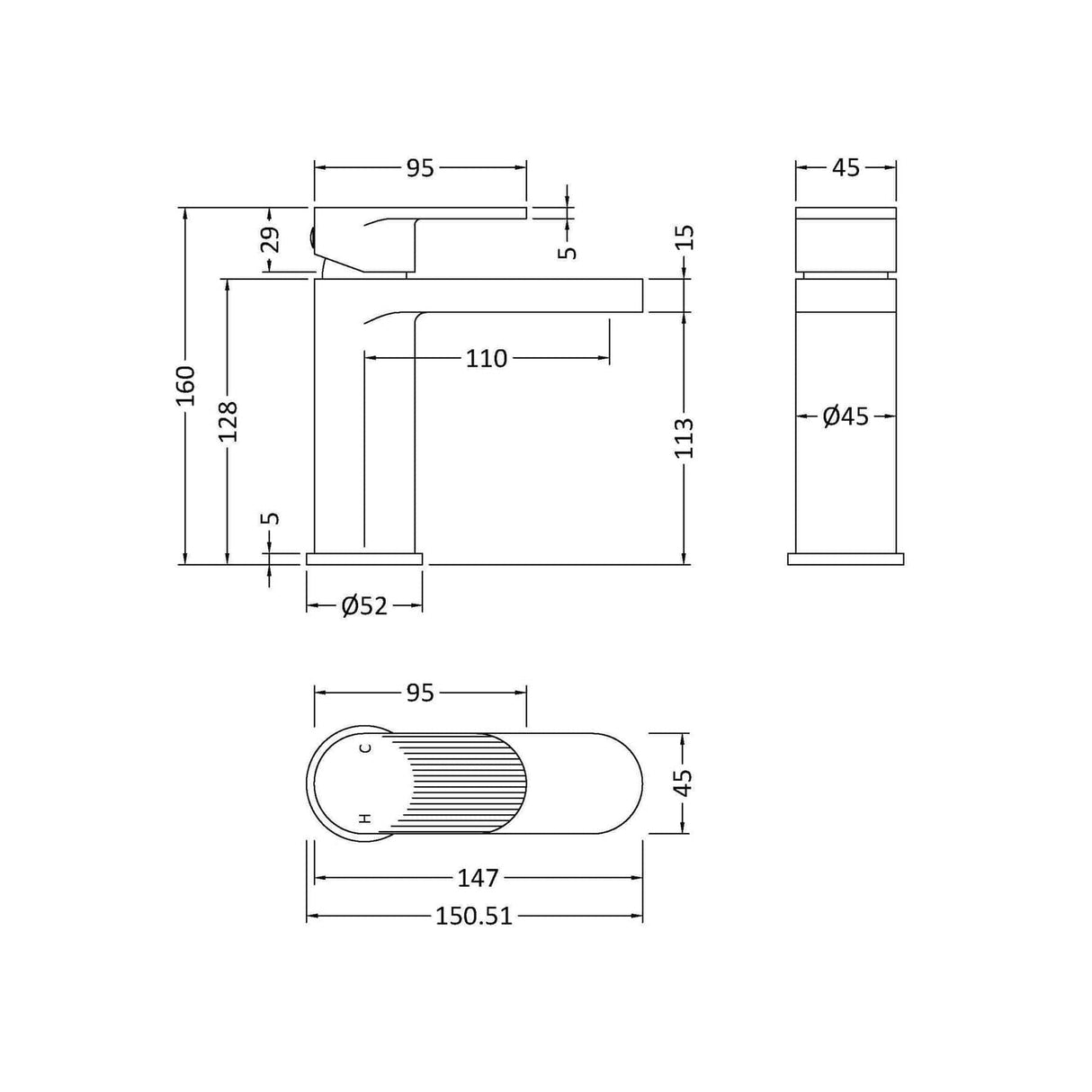 Aquarius Bathrooms Mono Basin Tap Aquarius Deco Mono Basin Mixer with Click-Clack Waste