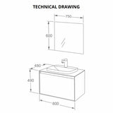 Aquarius KF-Series One Drawer 800mm Vanity Unit with Countertop