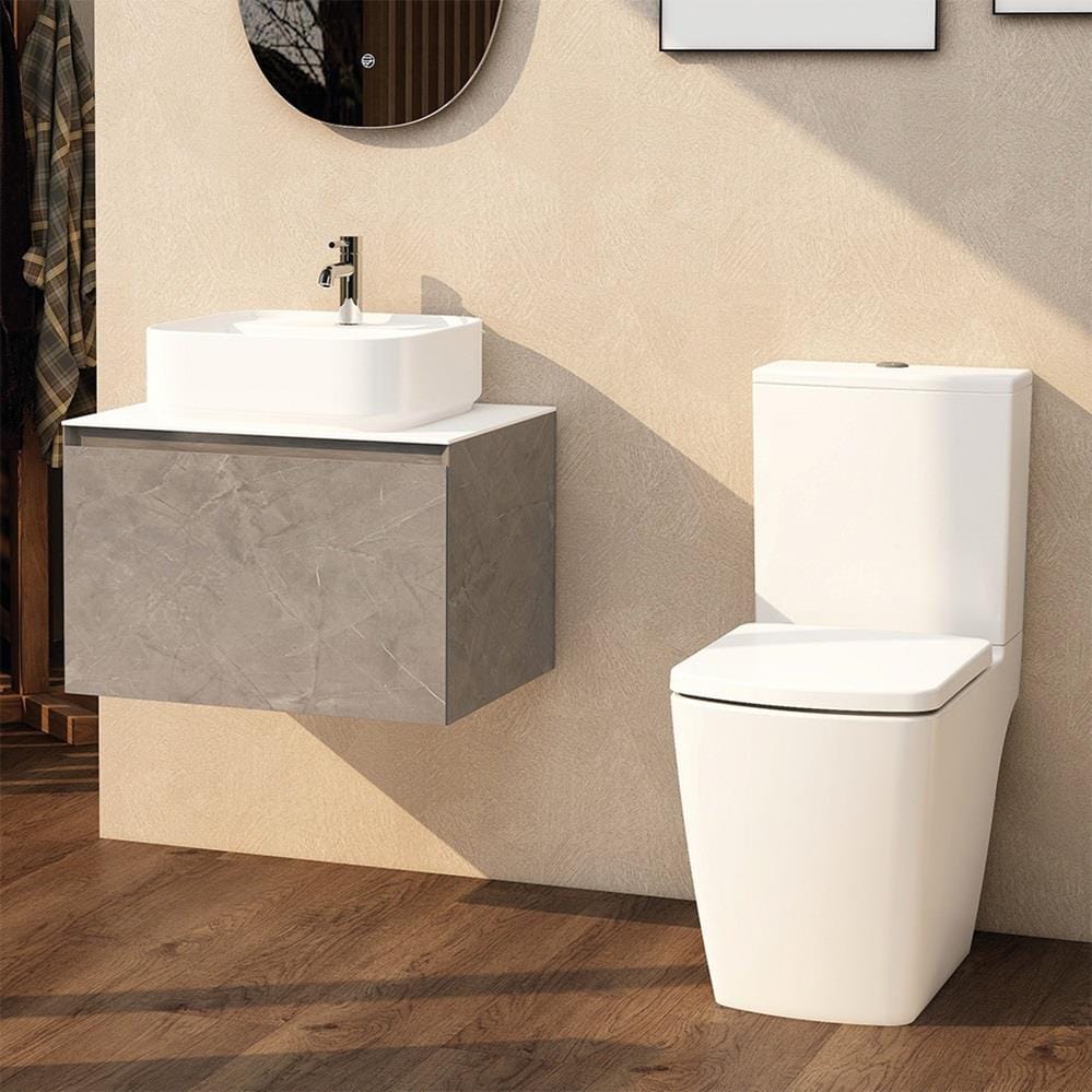 Aquarius Bathrooms Close Coupled Toilet Aquarius JF-Series Rimless Comfort Height Open Back C/C Pan, Cistern and Soft Close Seat