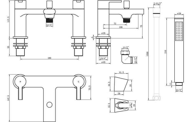 Aquarius Evolution Bath Shower Mixer Tap Matt Black AQEV1130