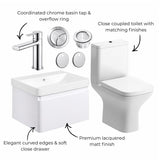 Aquarius Vanity Unit Aquarius Sophie 605mm Wall Hung Vanity Unit, Close Coupled Toilet, Tap and Fittings Bundle