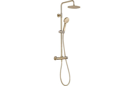Aquarius Bathrooms Bar Valve Kit Aquarius Zanelli Two Outlet Shower Pack w/Riser & Overhead Brushed Brass AQ2814