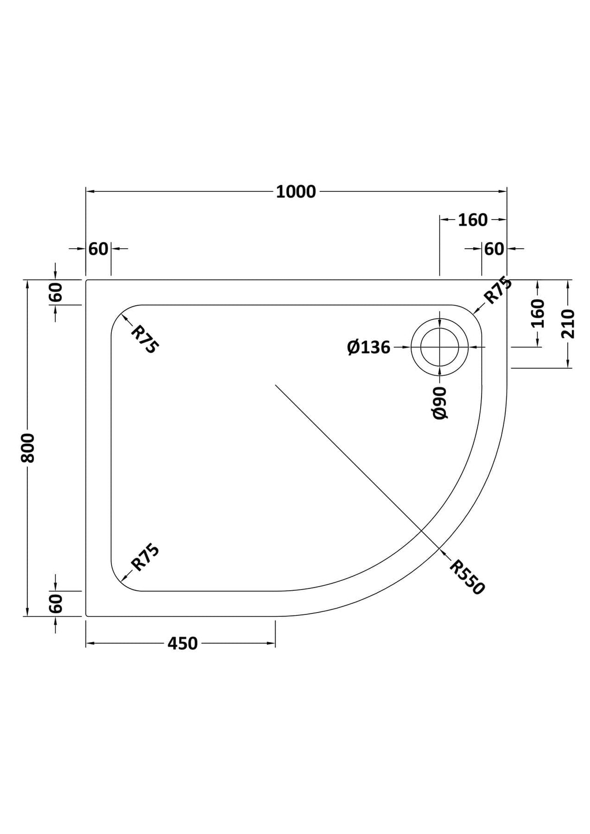 Aquarius Bathrooms Quadrant Shower Tray Aquarius Urbano Offset Quadrant 45mm Stone Resin Shower Tray in White
