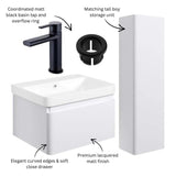 Aquarius Vanity Unit Aquarius Sophie 605mm Wall Hung Vanity Unit, Tall Boy Storage Unit, Tap and Fittings Bundle