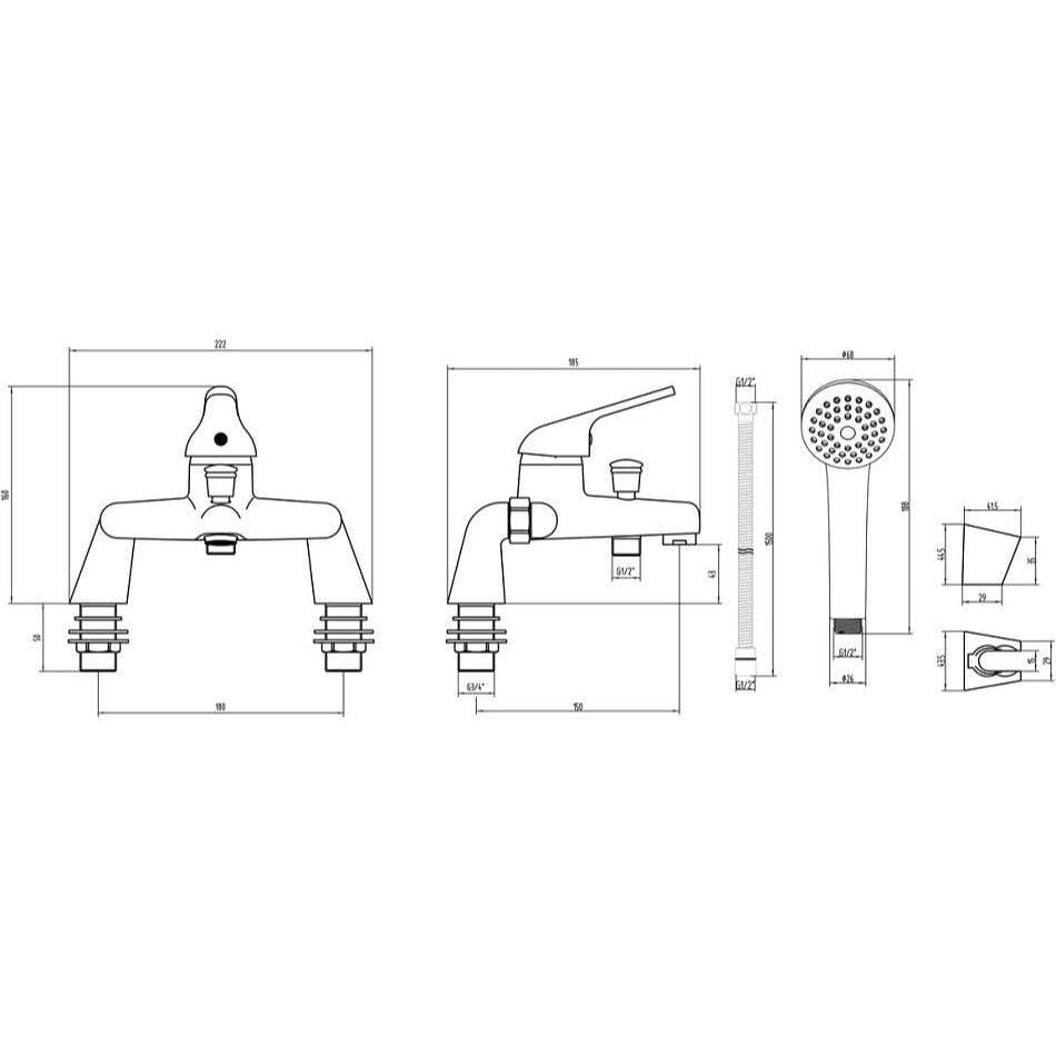 Aquarius Bathrooms Bath Shower Mixer Aquarius QualEco Bath Shower Mixer Tap with Kit in Chrome