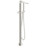 Aquarius Bathrooms Freestanding Bath Filler Brushed Metallic Aqaurius Huck Floor Standing Bath Shower Mixer with Shower Kit