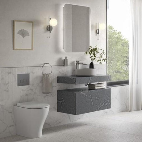 Aquarius Console Unit Aquarius Marblesque One Drawer Storage Unit and Console Shelf Grey Marble Effect
