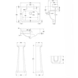 Aquarius Bathrooms Pedestal Basin Aquarius Harewood Traditional 560mm 2 Tap Hole Basin with Pedestal
