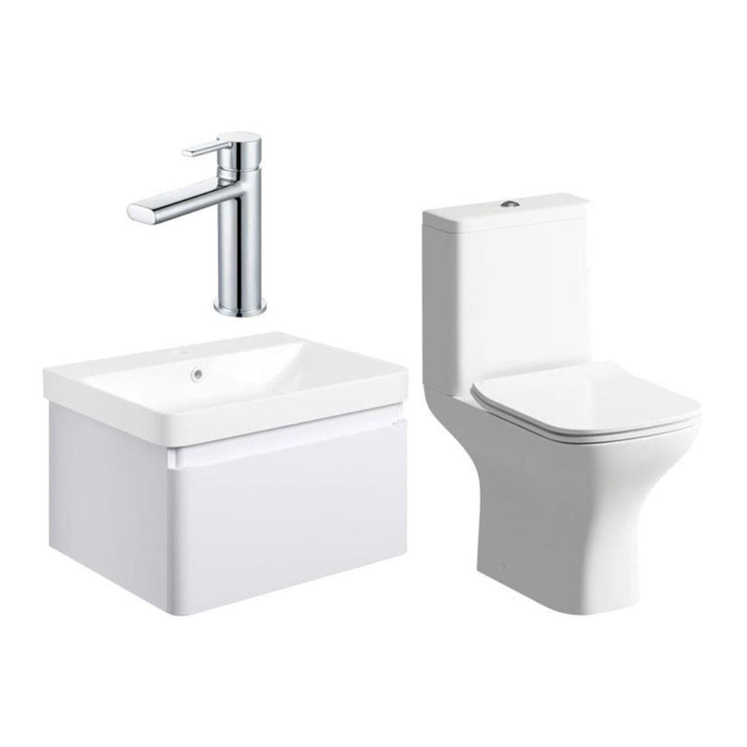 Aquarius Vanity Unit Matt White / Chrome Aquarius Sophie 605mm Vanity Unit and WC Set with Finishes