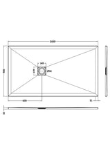 Aquarius Bathrooms Rectangle Shower Tray 1600x900mm Aquarius Urbano Slimline 33mm Slate Effect Rectangular Stone Resin Shower Tray in White Slate