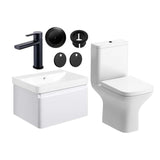 Aquarius Vanity Unit Matt White / Matt Black Aquarius Sophie 605mm Wall Hung Vanity Unit, Close Coupled Toilet, Tap and Fittings Bundle