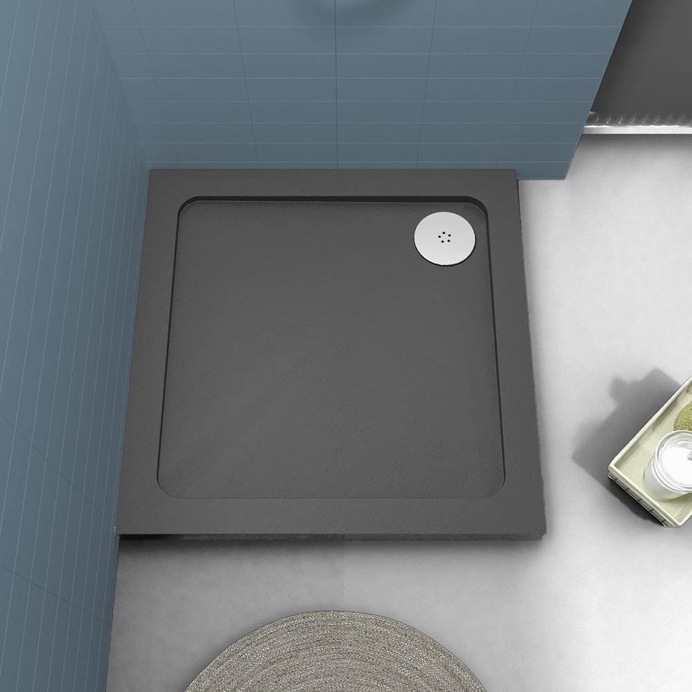 Aquarius Bathrooms Square Shower Tray Aquarius Urbano Square 45mm Stone Resin Shower Tray in Slate Grey